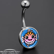Load image into Gallery viewer, Swimming Pink Pufferfish Belly Ring by Onyx O
