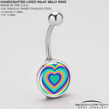 Load image into Gallery viewer, Rainbow Retro Heart Belly Ring by Onyx O