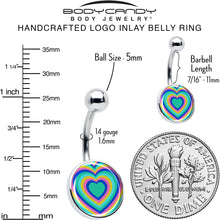 Load image into Gallery viewer, Rainbow Retro Heart Belly Ring by Onyx O