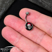 Load image into Gallery viewer, Holiday Skeleton Santa Claus Belly Ring by Onyx O