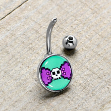 将图片加载到图库查看器,Retro Pixel Skull Belly Ring by Onyx O