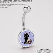 将图片加载到图库查看器,Skull Cat Belly Ring by Onyx O