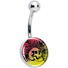 Load image into Gallery viewer, Red Haze Sunset Skull and Palms Belly Ring by Onyx O