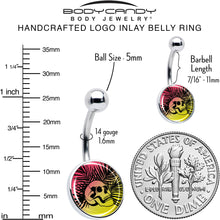 Load image into Gallery viewer, Red Haze Sunset Skull and Palms Belly Ring by Onyx O