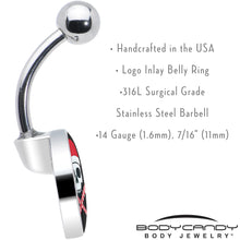 Load image into Gallery viewer, Santa Pirate Candy Cane Skull Belly Ring by Onyx O