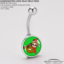 Load image into Gallery viewer, Holiday Santa Sloth Belly Ring by Onyx O