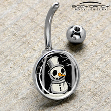 Load image into Gallery viewer, Christmas Holiday Spooky Snowman Belly Ring by Onyx O