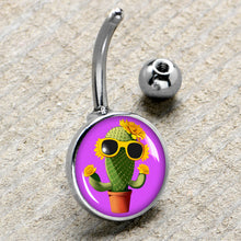 Load image into Gallery viewer, Sunflower Cactus Belly Ring by Onyx O