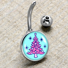将图片加载到图库查看器,Pastel Christmas Tree Holiday Belly Ring by Onyx O