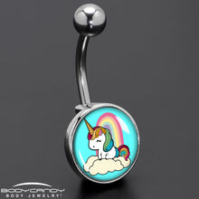 将图片加载到图库查看器,Rainbow Unicorn Belly Ring by Onyx O