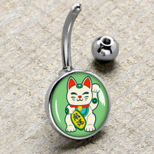 Load image into Gallery viewer, Waving Cat Belly Ring by Onyx O