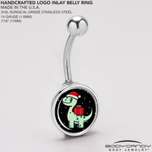 Load image into Gallery viewer, Christmas Holiday Dinosaur Belly Ring by Onyx O