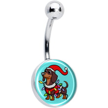 Load image into Gallery viewer, Christmas Holiday Weiner Dog Belly Ring by Onyx O