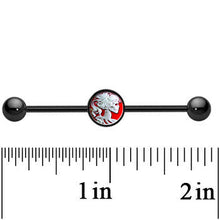 Load image into Gallery viewer, 14G Black Anodized Skull Cameo Industrial Barbell 37mm