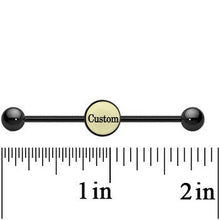 Load image into Gallery viewer, Custom Glow in the Dark Personalized Industrial Barbell in Black Titanium
