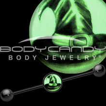 Load image into Gallery viewer, 14G Black Glow in the Dark Witch's Hat Industrial Barbell 37mm