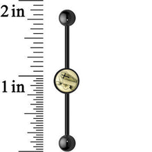 Load image into Gallery viewer, 14G Black Glow in the Dark Coffin Flower Industrial Barbell 37mm