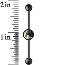 Load image into Gallery viewer, 14G Black Glow in the Dark Raven Cross Industrial Barbell 37mm
