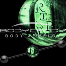 将图片加载到图库查看器,14G Black Glow in the Dark RIP Tombstone Industrial Barbell 37mm