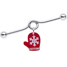 Load image into Gallery viewer, Custom Holiday Mitten Personalized Industrial Barbell