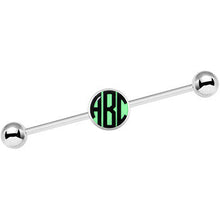 Load image into Gallery viewer, Glow in the Dark Personalized Custom Initial Industrial Barbell 37mm