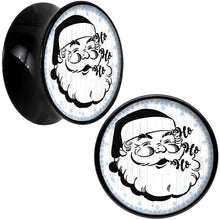 Load image into Gallery viewer, Christmas Retro Santa Ho Ho Ho Black Acrylic Saddle Plug Set Sizes 5mm to 20mm