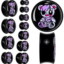 Load image into Gallery viewer, Attitude Teddy Bear Black Acrylic Saddle Plug Set by Onyx O