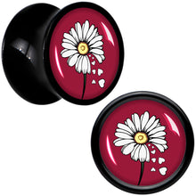 Load image into Gallery viewer, Love Me Not Flower Black Acrylic Saddle Plug Set by Onyx O
