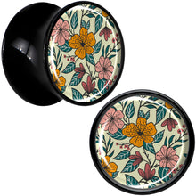 Load image into Gallery viewer, Blossom Creation Wildflower Flowers Black Acrylic Saddle Plug Set by Onyx O