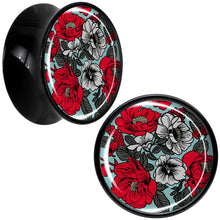 Load image into Gallery viewer, Blossom Creation Vibrant Bloom of Flowers Black Acrylic Saddle Plug Set by Onyx O