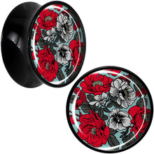 Load image into Gallery viewer, Blossom Creation Vibrant Bloom of Flowers Black Acrylic Saddle Plug Set by Onyx O