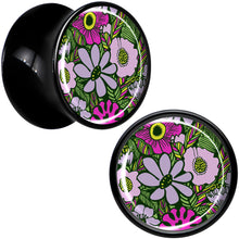 将图片加载到图库查看器,Blossom Creation Paradise of Pink Flowers Black Acrylic Saddle Plug Set by Onyx O