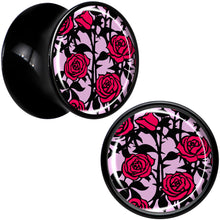 Load image into Gallery viewer, Blossom Creation Floral Love of Roses Black Acrylic Saddle Plug Set by Onyx O