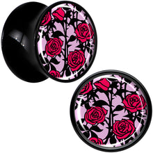 Load image into Gallery viewer, Blossom Creation Floral Love of Roses Black Acrylic Saddle Plug Set by Onyx O
