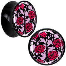 Load image into Gallery viewer, Blossom Creation Floral Love of Roses Black Acrylic Saddle Plug Set by Onyx O