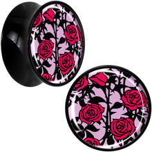 Load image into Gallery viewer, Blossom Creation Floral Love of Roses Black Acrylic Saddle Plug Set by Onyx O