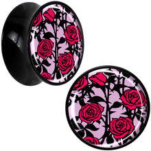 Load image into Gallery viewer, Blossom Creation Floral Love of Roses Black Acrylic Saddle Plug Set by Onyx O