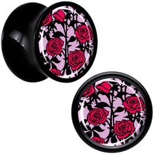 Load image into Gallery viewer, Blossom Creation Floral Love of Roses Black Acrylic Saddle Plug Set by Onyx O