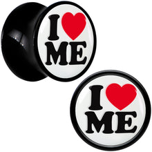 Load image into Gallery viewer, Black Acrylic I Love Me Double Flare Plug Set by Onyx O