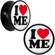 Load image into Gallery viewer, Black Acrylic I Love Me Double Flare Plug Set by Onyx O