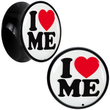Load image into Gallery viewer, Black Acrylic I Love Me Double Flare Plug Set by Onyx O