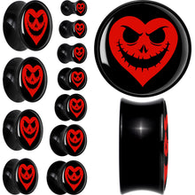 Load image into Gallery viewer, Valentine Jack O Heart Black Acrylic Saddle Plug Set by Onyx O