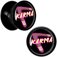 Load image into Gallery viewer, Karmic Boomerang Black Acrylic Saddle Plug Set by Onyx O