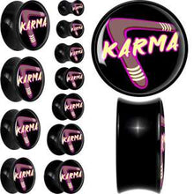 Load image into Gallery viewer, Karmic Boomerang Black Acrylic Saddle Plug Set by Onyx O