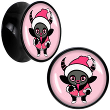 Load image into Gallery viewer, Krampus Cutie Christmas Holiday Black Acrylic Saddle Plug Set by Onyx O