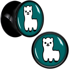 Load image into Gallery viewer, White Llama Black Acrylic Saddle Plug Set 8mm to 20mm by Onyx O