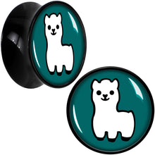 Load image into Gallery viewer, White Llama Black Acrylic Saddle Plug Set 8mm to 20mm by Onyx O
