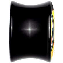 Load image into Gallery viewer, Magnified Yellow Duck Black Acrylic Saddle Plug Set 8mm to 20mm by Onyx O