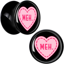Load image into Gallery viewer, MEH Heart Black Acrylic Saddle Plug Set by Onyx O