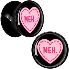 Load image into Gallery viewer, MEH Heart Black Acrylic Saddle Plug Set by Onyx O